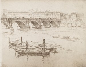 Waterloo híd és Somerset ház, 1905. alkotó: Joseph Pennell