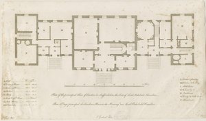 Sandon Hall – Az alapszint terve: metszet, nd [1769-1771] (nyomtatott) alkotó: Joseph Pickford