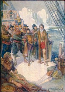 Ezeknek a kegyetlen férfiaknak az volt a célja, hogy Hudsont a jeges vizekre sodorják, 1907, c1920 alkotó: Joseph Ratcliffe Skelton