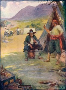 Ahol most Fokváros nagyvárosa áll, felállítják sátraikat és kunyhóikat, c1908, c1920. alkotó: Joseph Ratcliffe Skelton
