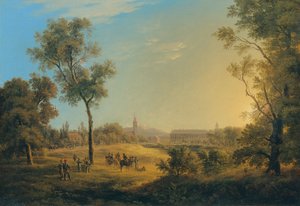 Jelenet a napóleoni háborúkból: Kaiserebersdorf látképe alkotó: Joseph Rebell