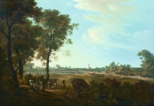 Jelenet a napóleoni háborúkból: A hídfő kezdete a Lobauban alkotó: Joseph Rebell