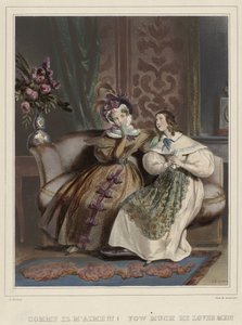 A nők. Divatos Galéria, kb. 1830: Hogy szeret engem!!! (...) alkotó: Joseph Rose Lemercier