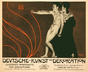 A Deutsche Kunst und Dekorationt hirdető plakát reprodukciója, havonta megjelenő, illusztrált szemle mindenkinek, 1898