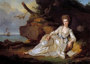 Chartres hercegnőjének (1753-1821) portréja a Szentlélek hajó jelenlétében, amely Chartres hercegét az ouessant-i csatába viszi Joseph Siffred Duplessis (1725-1802) festményei (Joseph-Siffred, Joseph Siffrede, Joseph Siffrede, Jose