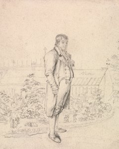 Vázlat Sir Walter Scottról egy kertben alkotó: Joseph Slater