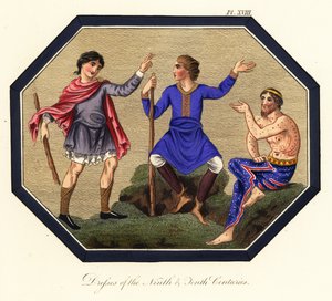 Angolszász férfi viselet, 9. és 10. század, 1853 (metszet)