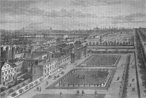 Régi nézet a Szent Jakab-palotáról, Westminster, London, a londoni nagy tűzvész előtt, 1870 1878
