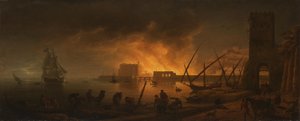 Tűz egy tengeri kikötőben éjszaka, 1748