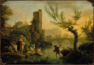 Tájkép mosónőkkel, 1763 (olaj, vászon)