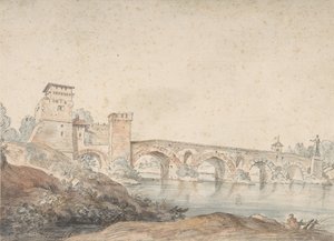 Ponte Molle, Róma, 18. század. alkotó: Joseph Vernet.