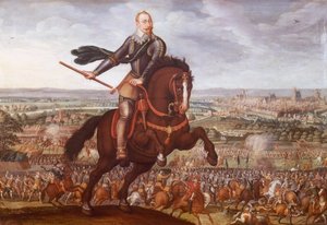 II. Svéd Gustav Adolf az 1631-es breitenfeldi csatában, Jean Jacques Walter festménye, Harmincéves háború, Németország