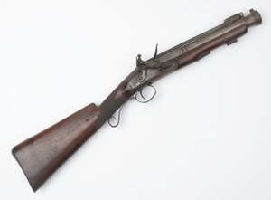Blunderbuss rugós bajonettel, ír önkénteseknek kiállított, 1815 körül (bunderbuss, flintlock)