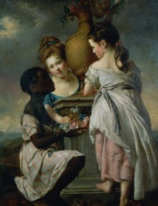 Beszélgetés lányok között, avagy két lány fekete szolgájukkal, 1770 alkotó: Joseph Wright of Derby