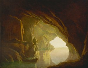 Egy barlang a Salernói öbölben, naplemente alkotó: Joseph Wright of Derby