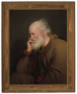 Egy öregember, félmeztelenül, szőrmebélésű kabátban. alkotó: Joseph Wright of Derby