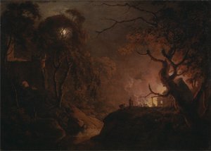 Éjszaka kigyulladt házikó alkotó: Joseph Wright of Derby