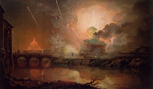 Tűzijáték a Castel Sant Angelo-ban, 1774-1778. alkotó: Joseph Wright of Derby