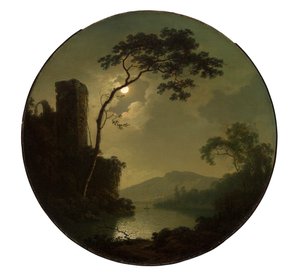Tó várral egy dombon alkotó: Joseph Wright of Derby