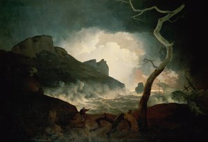 A vihar, Antigonus, akit a medve üldöz a "Téli mese"-ből, III. felvonás, 3. jelenet, 1790 alkotó: Joseph Wright of Derby
