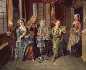 Tea Party, 1720 körül (olaj, vászon) alkotó: Joseph van Aken