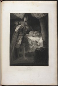 VI. Henrik király második része III. felvonás III. jelenet - Henrik király, Salisbury és Warwick; a bíboros az ágyban alkotó: Joshua (after) Reynolds