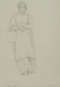 Fiatal lány tejesdobozban, 1831 (grafit, szőtt papíron)