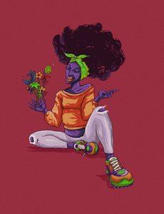 Mosolygó afro virágokkal alkotó: Joshua msonthe