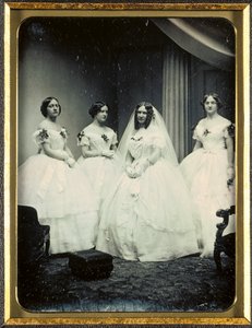 Egy menyasszony és koszorúslányai, 1851 vagy később.