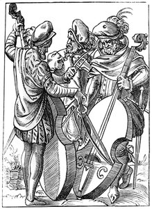 Egy hegedűművész és két csellóművész, 1849. XVI. század. alkotó: Jost Amman