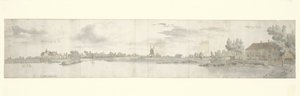 Panorámás kilátás a Kasteel Ooij-ra és a Tollhouse-ra, Észak-Brabantban