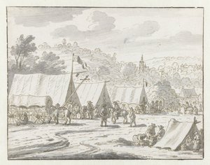 Kilátás a Willem III hadsereg táborozására Lembeek közelében, Flamand Brabantban