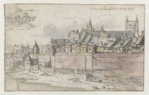 Kilátás a maastrichti falakra, az Onze-Lieve-Vrouwekerkkel a háttérben