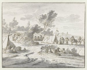 Kilátás Willem III hadseregének táborára Lembeek közelében, Flamand Brabantban