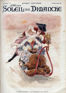 Téli mulatság: szánkó. Elegáns pár szánkózásban és korcsolyázásban csúszik a hó felett. Koppay J. szerint. Metszet a „Le sun-du-dimanche”-ban, január 22 alkotó: Joszi Arpad Koppay