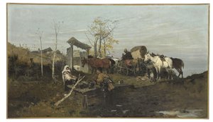 Beszélgetés a kútnál, 1877 alkotó: Jozef Brandt