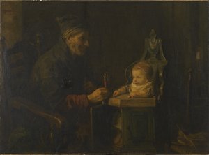 Öregember és csecsemő alkotó: Jozef Israëls