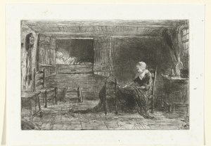 Két figura egy belső térben alkotó: Jozef Israëls (possibly copy after)