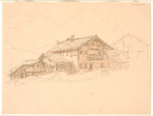 Parasztház Tirolban. Utca. Marie alkotó: Jørgen V. Sonne
