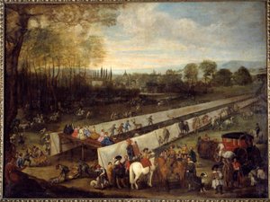 La chasse de tabladillo a Aranjuez Juan Bautista del Mazo (1612-1667) festménye, 17. századi Madrid, Musee du Prado alkotó: Juan Bautista Martinez del (attr. to) Mazo