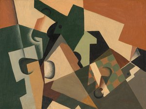 Üveg és sakktábla, c. 1917. alkotó: Juan Gris