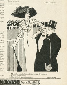 J Gris (1887-1927) illusztrációja a Le Lire-ben, 02/10/09 - Divat, Kalap, Gazdagok élete, Hippizmus - Nők alkotó: Juan Gris
