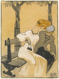 Férfi és nő a padon alkotó: Juan Gris