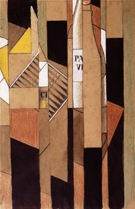 Csendélet palackkal és szivarral; Csendélet palackkal és szivarral, 1912 alkotó: Juan Gris