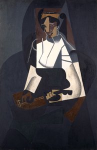 Nő mandolinnal, Corot nyomán, 1916 (olaj, rétegelt lemez)