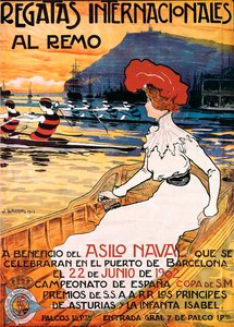 „Nemzetközi Evezős Regatta” sportesemény plakátja, Joan Llaverias i Labro (1865-1938) illusztrációja. 1902.06.22. DR alkotó: Juan Llaverias Llabro