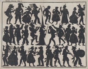 Kínai árnybábok figuráinak 1. lapja, kb. 1850-70. alkotó: Juan Llorens
