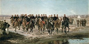 Julio Argentino Roca tábornok (1843-1914) és hadserege látogatása a néger folyónál (olaj, vászon)
