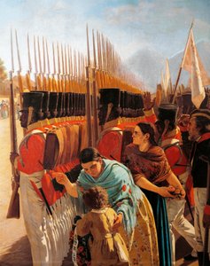 Csapatok Rancaguában, részlet Juan Manuel Blanes festményéből, San Martin tábornokkal, Argentínában