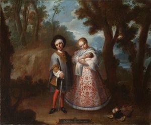 IX. Spanyol és albinóból: Visszatérve hátra (IX. De español y albina, torna atrás), 1760 körül alkotó: Juan Patricio Morlete Ruiz